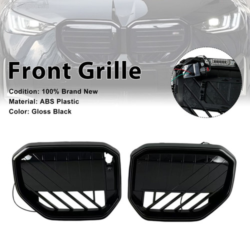 Black Front Bumper Grill Grille Fit BMW X3 G45 2025+ W/LED Light