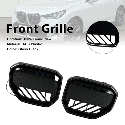 Black Front Bumper Grill Grille Fit BMW X3 G45 2025+ W/LED Light