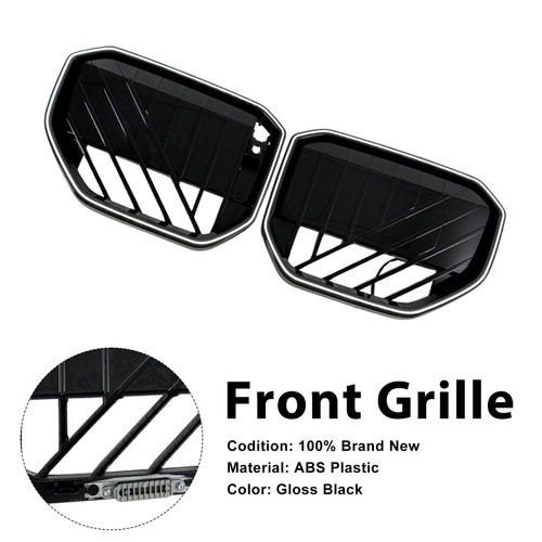 Black Front Bumper Grill Grille Fit BMW X3 G45 2025+ W/LED Light