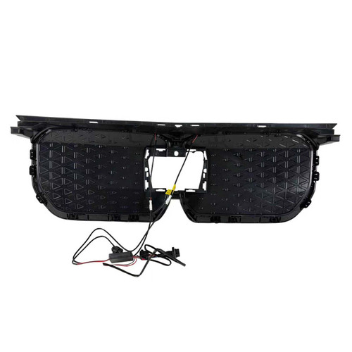 Black Front Bumper Grill Grille Fit BMW iX1 U11 2023-2025 W/LED Light