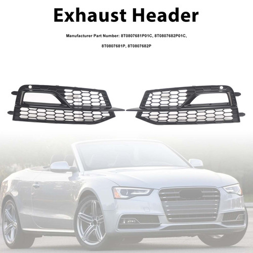 Black Front Fog Lamp Grill Fit Audi A5 S-Line Sport Edition Bumper 2013-2016