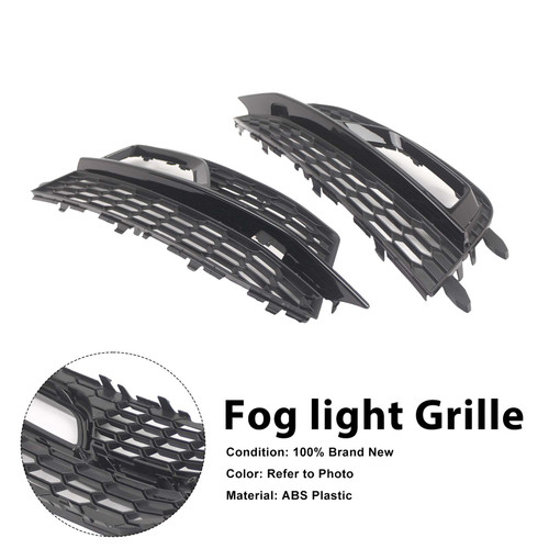 Black Front Fog Lamp Grill Fit Audi A5 S-Line Sport Edition Bumper 2013-2016
