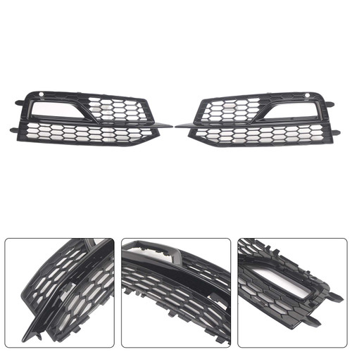 Black Front Fog Lamp Grill Fit Audi A5 S-Line Sport Edition Bumper 2013-2016