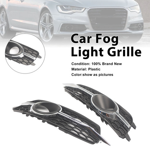 2PCS Car Front Bumper Fog Light Grille For Audi A6 C7 S-Line 2012-2014