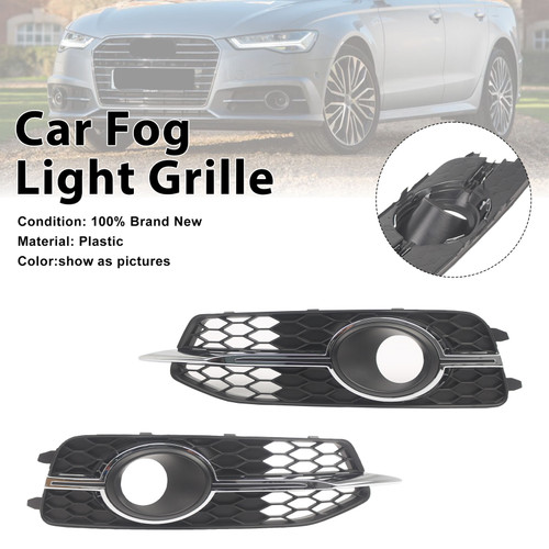 2PCS Car Front Bumper Fog Light Grille For Audi A6 C7 S-Line 2012-2014