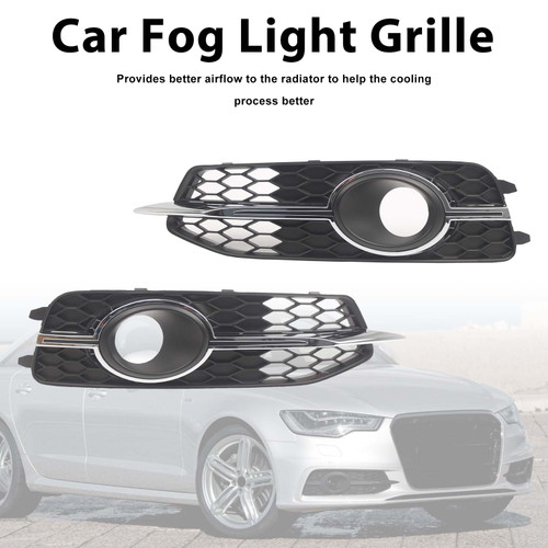 2PCS Car Front Bumper Fog Light Grille For Audi A6 C7 S-Line 2012-2014