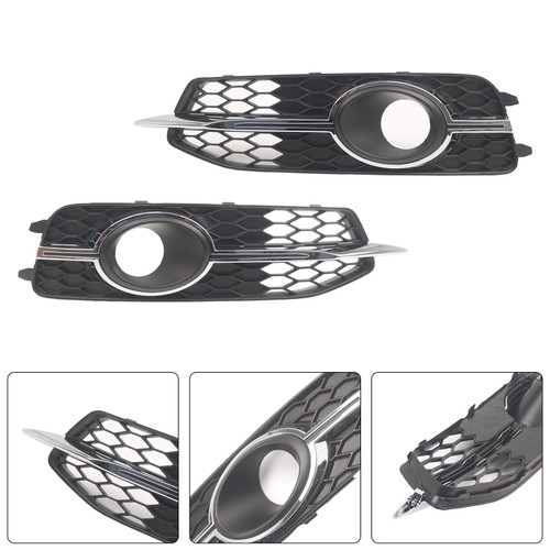 2PCS Car Front Bumper Fog Light Grille For Audi A6 C7 S-Line 2012-2014