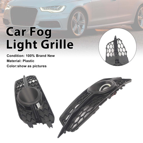 2PCS Car Front Bumper Fog Light Grille For Audi A6 C7 S-Line 2012-2014 W/LED