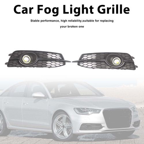 2PCS Car Front Bumper Fog Light Grille For Audi A6 C7 S-Line 2012-2014 W/LED