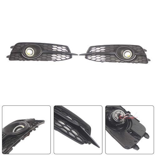 2PCS Car Front Bumper Fog Light Grille For Audi A6 C7 S-Line 2012-2014 W/LED