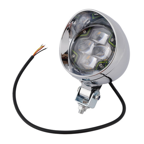 Motorcycle Beam Headlight Fog Lamp Custom Chrome Fits For Racer Bobber Chopper