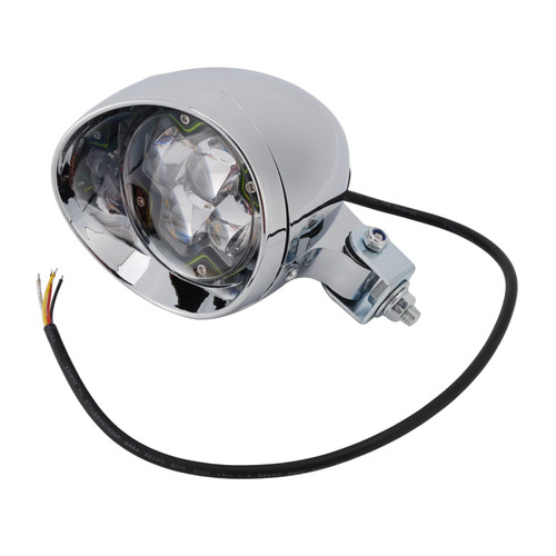 Motorcycle Beam Headlight Fog Lamp Custom Chrome Fits For Racer Bobber Chopper