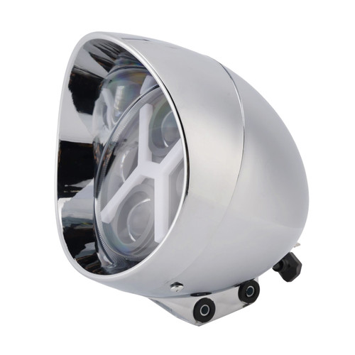 40W 5.75" Beam Headlight Fog Lamp Custom 4000Lm Chrome Fits For Racer Bobber
