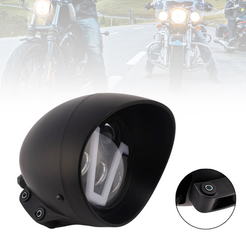 40W 5.75" Beam Headlight Fog Lamp Custom 4000Lm Black Fits For Racer Bobber