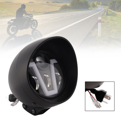 40W 5.75" Beam Headlight Fog Lamp Custom 4000Lm Black Fits For Racer Bobber