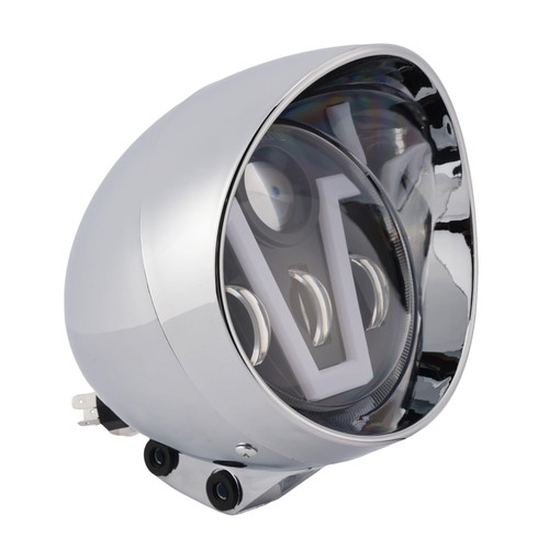 40W 5.75" Beam Headlight Fog Lamp Custom 4000Lm Chrome Fits For Racer Bobber