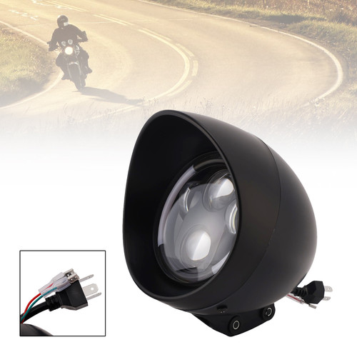 40W 5.75" Beam Headlight Fog Lamp Custom 4000Lm Black Fits For Racer Bobber
