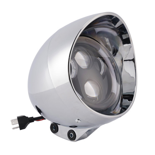 40W 5.75" Beam Headlight Fog Lamp Custom 4000Lm Chrome Fits For Racer Bobber
