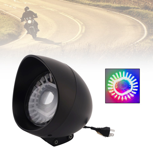 55W 5.75" Beam Headlight Fog Lamp Custom 4000Lm Black Fits For Racer Bobber