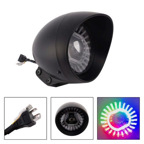 55W 5.75" Beam Headlight Fog Lamp Custom 4000Lm Black Fits For Racer Bobber