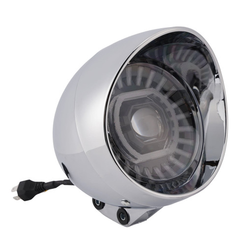 55W 5.75" Beam Headlight Fog Lamp Custom 4000Lm Chrome Fits For Racer Bobber