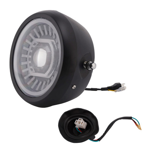 55W 7.5" Beam Headlight Fog Lamp Custom 4000Lm Black Fits For Racer Bobber