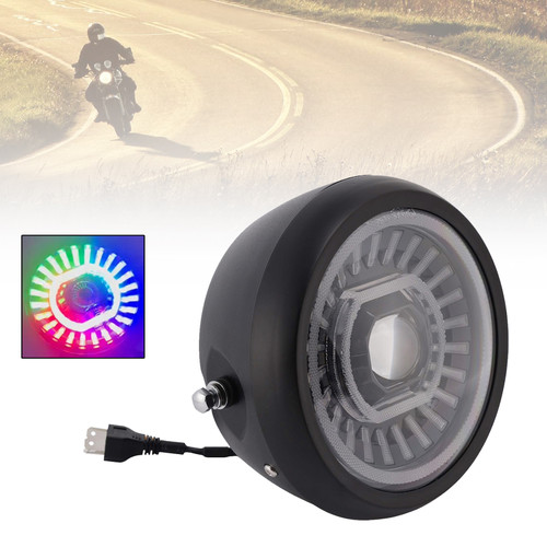 55W 7.5" Beam Headlight Fog Lamp Custom 4000Lm Black Fits For Racer Bobber