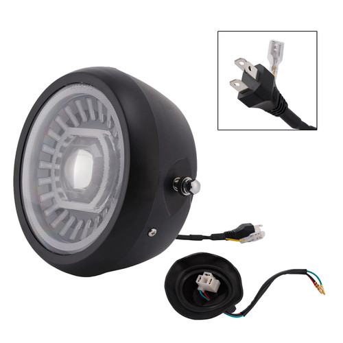 55W 7.5" Beam Headlight Fog Lamp Custom 4000Lm Black Fits For Racer Bobber