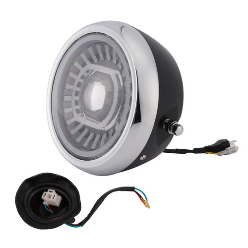 55W 7.5" Beam Headlight Fog Lamp Custom 4000Lm Chrome Fits For Racer Bobber