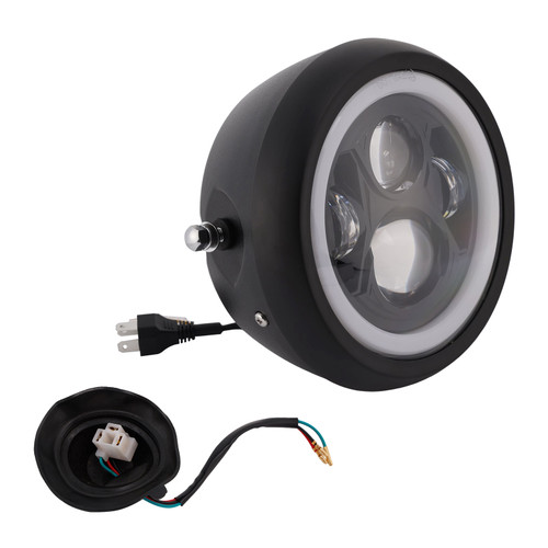 55W 7.5" Beam Headlight Fog Lamp Custom 4000Lm Black Fits For Racer Bobber