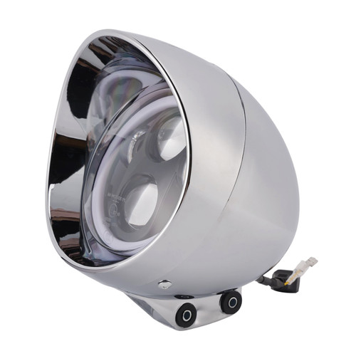 55W 5.75" Beam Headlight Fog Lamp Custom 4000Lm Chrome Fits For Racer Bobber