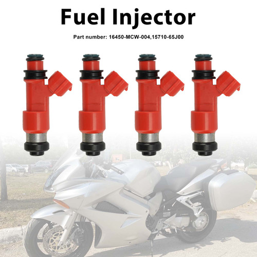 4PC 15710-65J00 Fuel Injectors 16450-MCW-004 For Honda VFR800 02-09