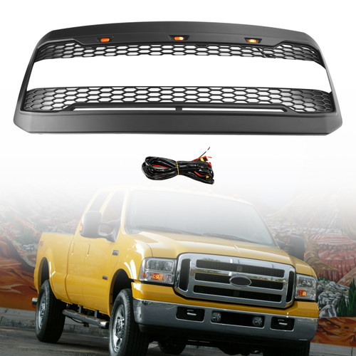 Front Bumper Grill Grille W/ LED Fit Ford F250 F350 2005-2007 Super Duty