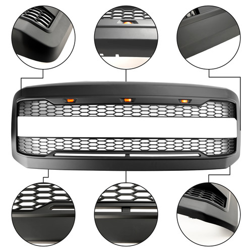 Front Bumper Grill Grille W/ LED Fit Ford F250 F350 2005-2007 Super Duty