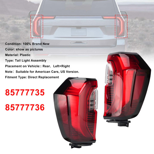 Left+Right LED Tail Light Assembly 85777735 85777736 For GMC Yukon 2025-2027
