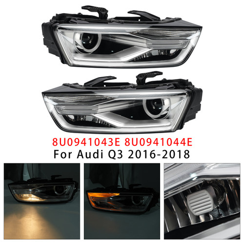 Left+Right Xenon Headlight W/ Bulb Ballast 8U0941043E 8U0941044E For Audi Q3