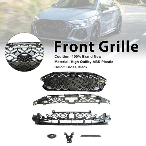 Front Bumper Honeycomb Mesh Grille Grill Fit Audi A3 8Y S?line 2025?2026