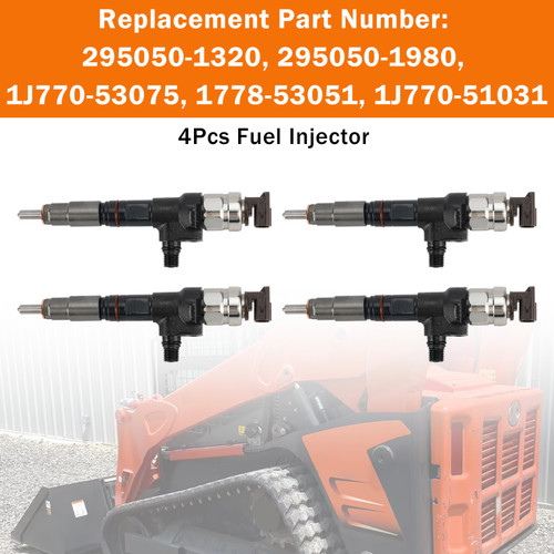 4Pcs 295050-1980 Fuel Injector 1J770-53050 1J770-53070 1J770-53051 For Kubota