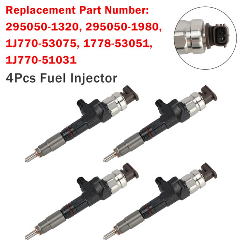4Pcs 295050-1980 Fuel Injector 1J770-53050 1J770-53070 1J770-53051 For Kubota