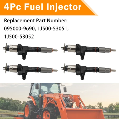 4Pcs 095000-9690 1J500-53051 1J500-53050 1J50053052 Fuel Injector For Kubota