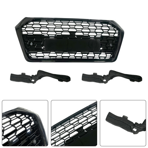 RSQ5-Style Front Honeycomb Mesh Grill Grille Fit Audi Q5 SQ5 2018-2020
