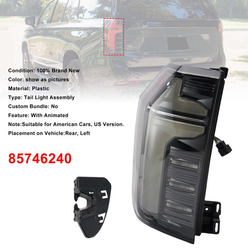 Left LED Tail Light Assembly 85746240 w/ Animated For Chevy Suburban 2025-2027