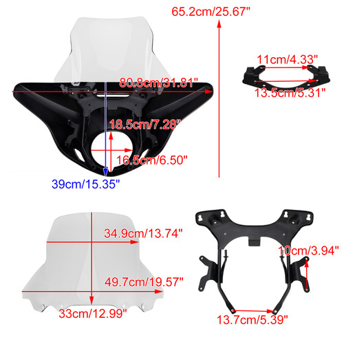 Windshield Headlight Fairing fit for CMX1100 Rebel 21-24 Simulated Carbon+Clear