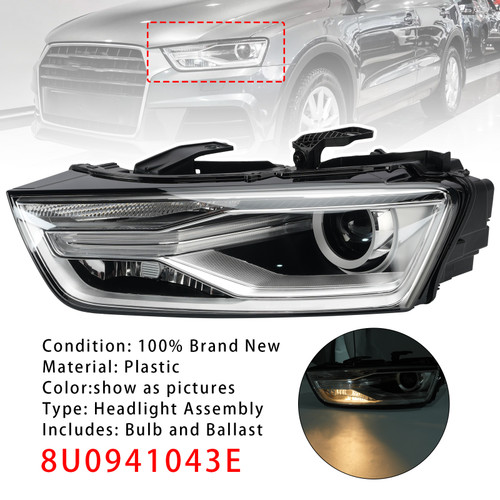 Left Xenon Headlight W/ Bulb and Ballast 8U0941043E For Audi Q3 2016-2018