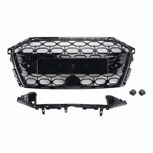 RS3 Style Honeycomb Front Grille Grill Fit Audi A3 S3 2020-2024 Gloss Black