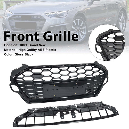 RS4?Style Front Bumper Grille Grill 8W0853651D Fit Audi A4 S4 B9.5 2020?2022