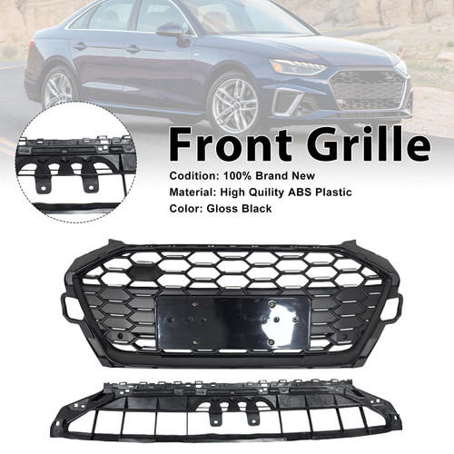 RS4?Style Front Bumper Grille Grill 8W0853651D Fit Audi A4 S4 B9.5 2020?2022