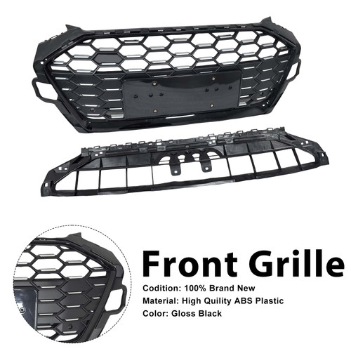 RS4?Style Front Bumper Grille Grill 8W0853651D Fit Audi A4 S4 B9.5 2020?2022