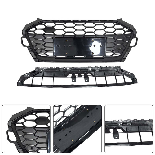 RS4?Style Front Bumper Grille Grill 8W0853651D Fit Audi A4 S4 B9.5 2020?2022