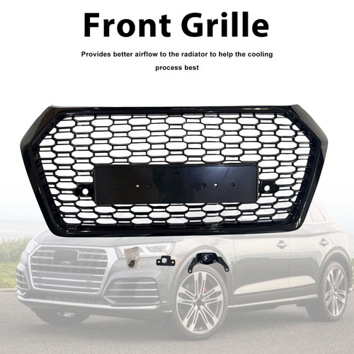 RSQ5-Style Front Honeycomb Mesh Grille Grill Fit Audi Q5 SQ5 2018-2020